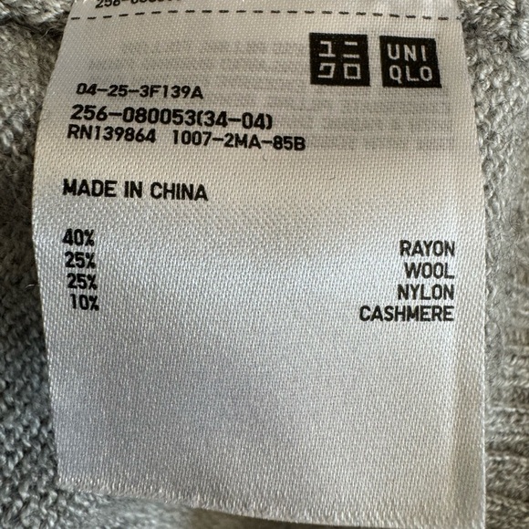 Uniqlo Gray Rayon/Cashmere Blend Cardigan EUC - Picture 3 of 3